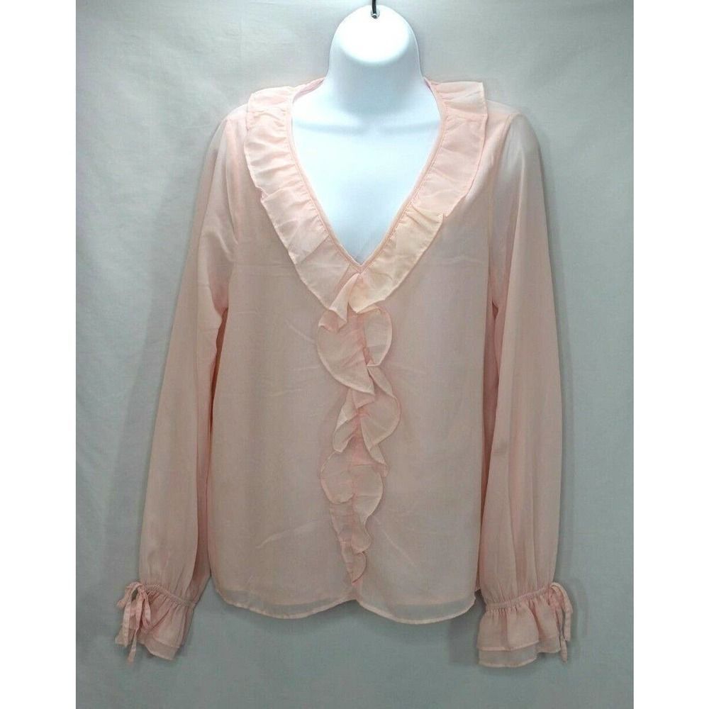 WALTER BAKER Peasant Tara Top Sz M Blouse Shirt Pink Cottagecore Ruffled NWT